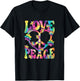 Love Peace Sign 60s 70s Outfit Hippie Groovy Women Girls T-Shirt - T-Shirt | Black