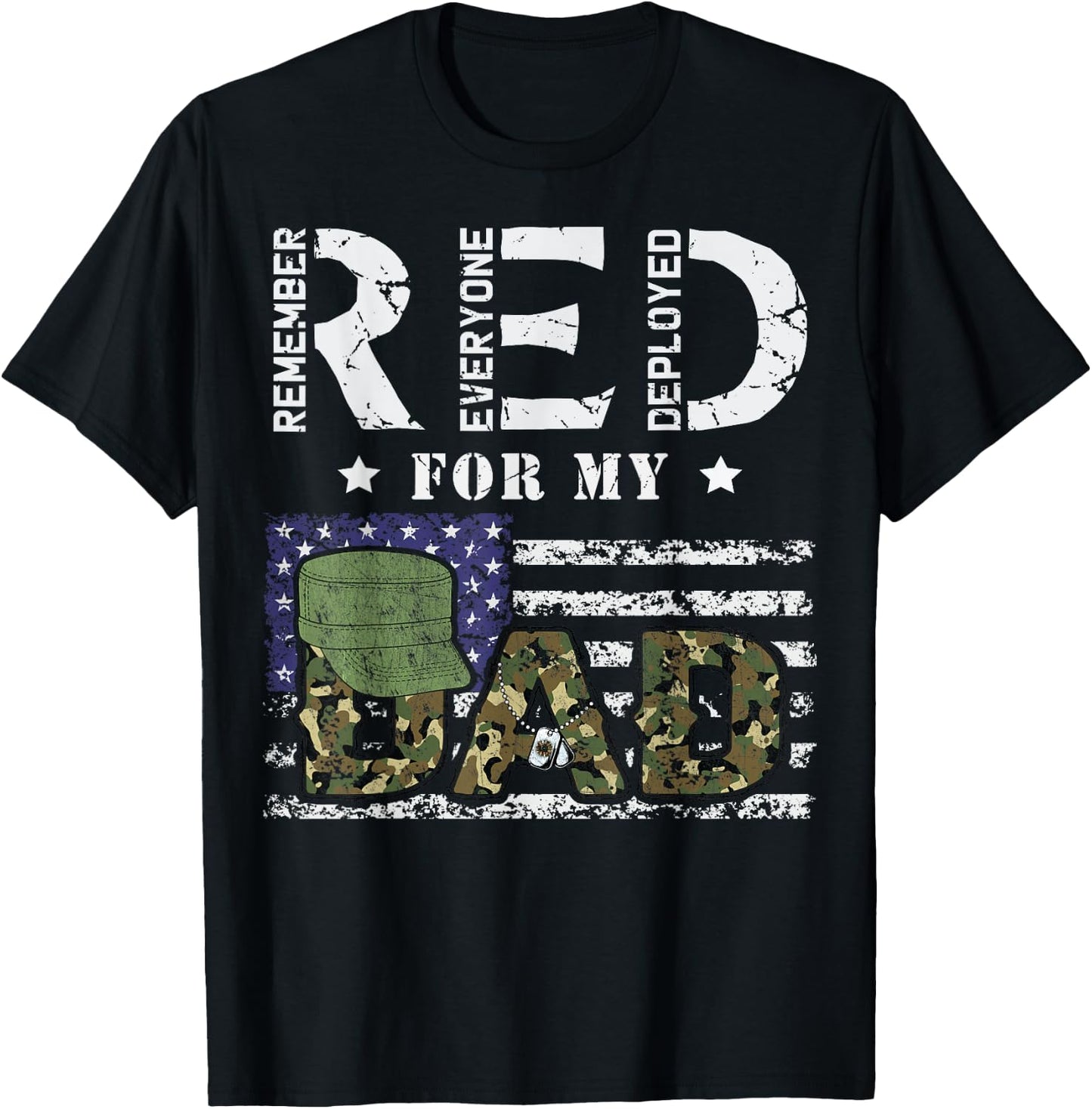 Wear Red Friday Military For My Dad Deployed Daddy USA Flag Kids Men T-Shirt - T-Shirt | Black