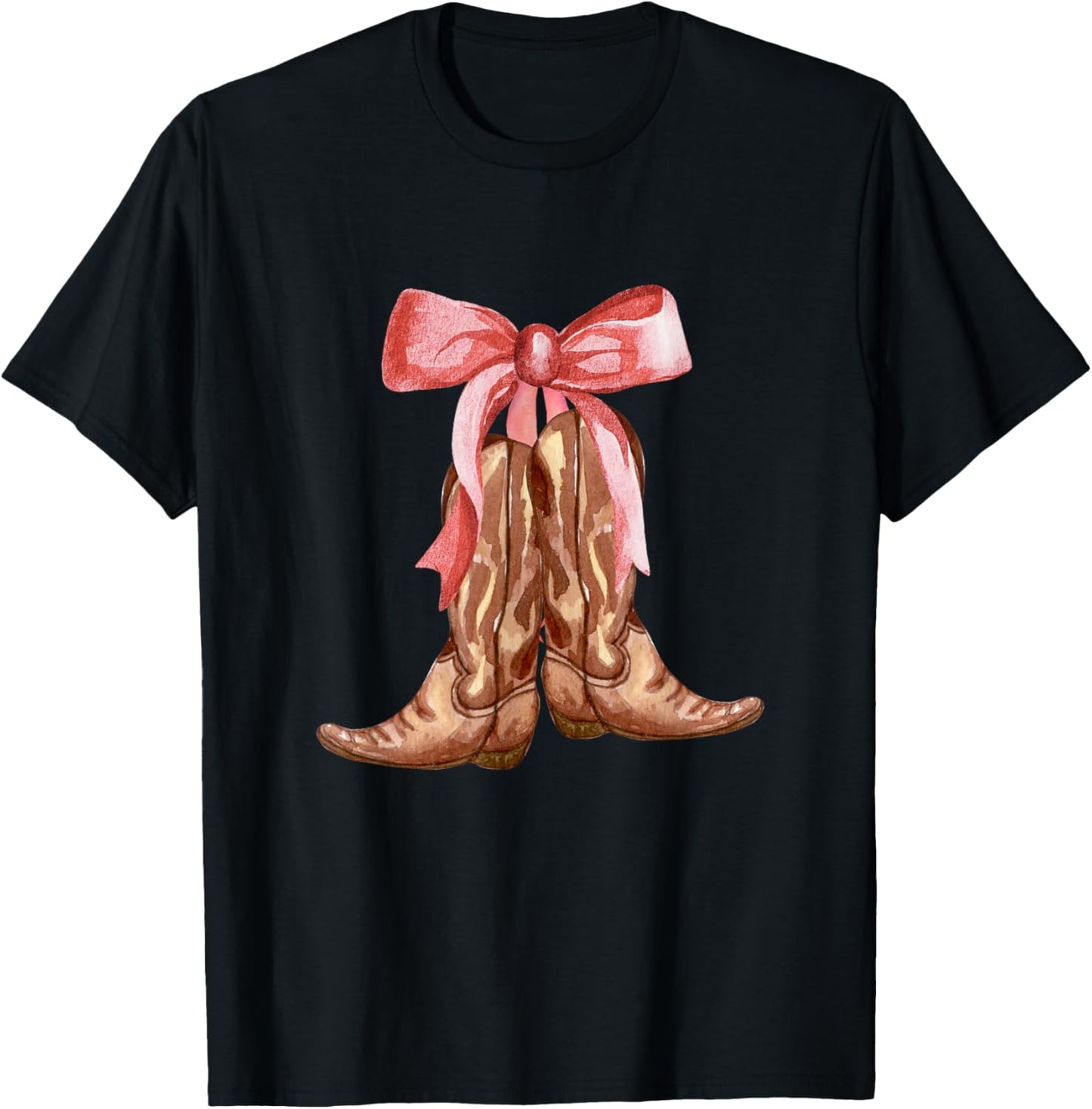Cowgirl Boots Coquette Pink Bow Preppy Toddler Women Girl T-Shirt - T-Shirt | Black