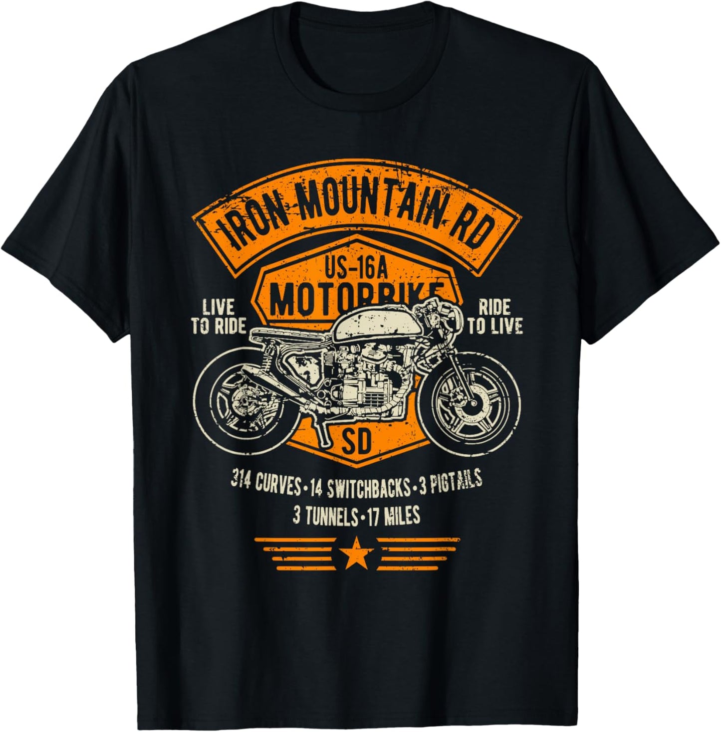 Iron Mountain Road US-16A South Dakota Motorcycle Design T-Shirt - T-Shirt | Black