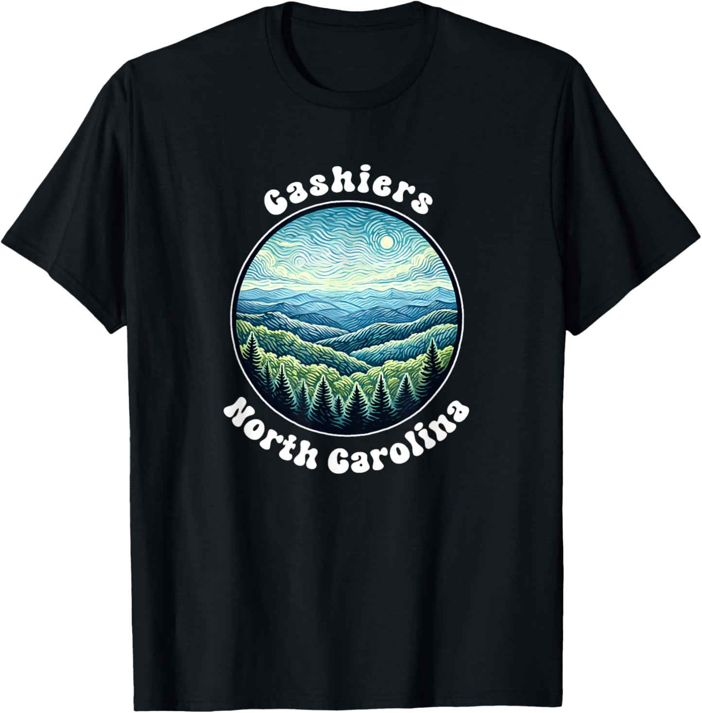 Cashiers North Carolina Mountains Forest Vacation Souvenir T-Shirt - T-Shirt | Black