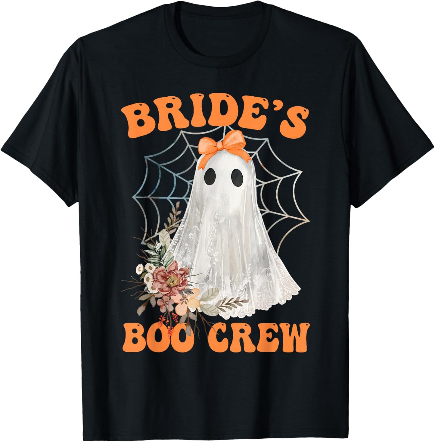Bride's Boo Crew Bow Lace Ghost Halloween Bachelorette T-Shirt - T-Shirt | Black