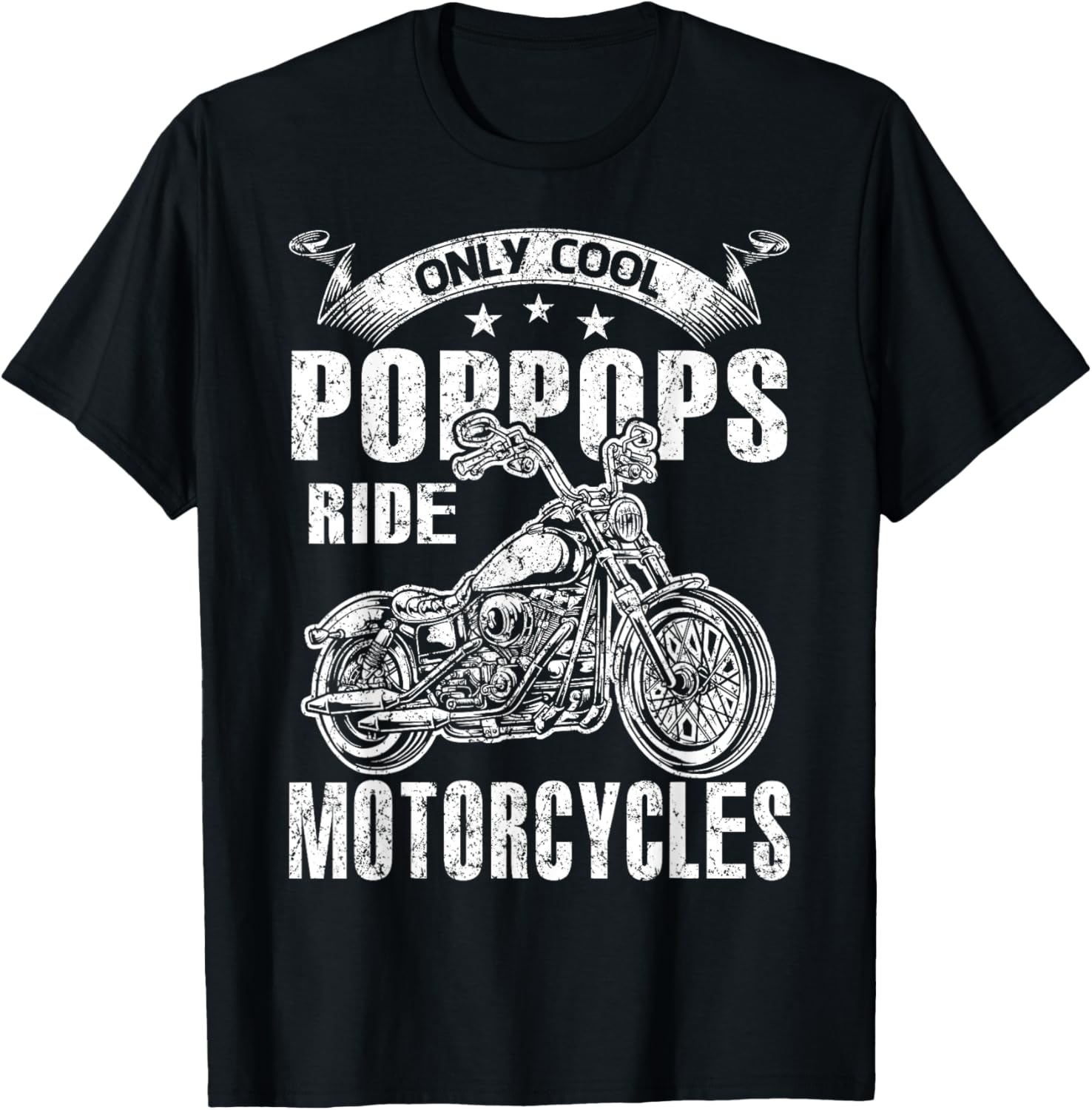 Only Cool Poppops Rides Motorcycles T-Shirt - T-Shirt | Black