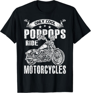 Only Cool Poppops Rides Motorcycles T-Shirt - T-Shirt | Black