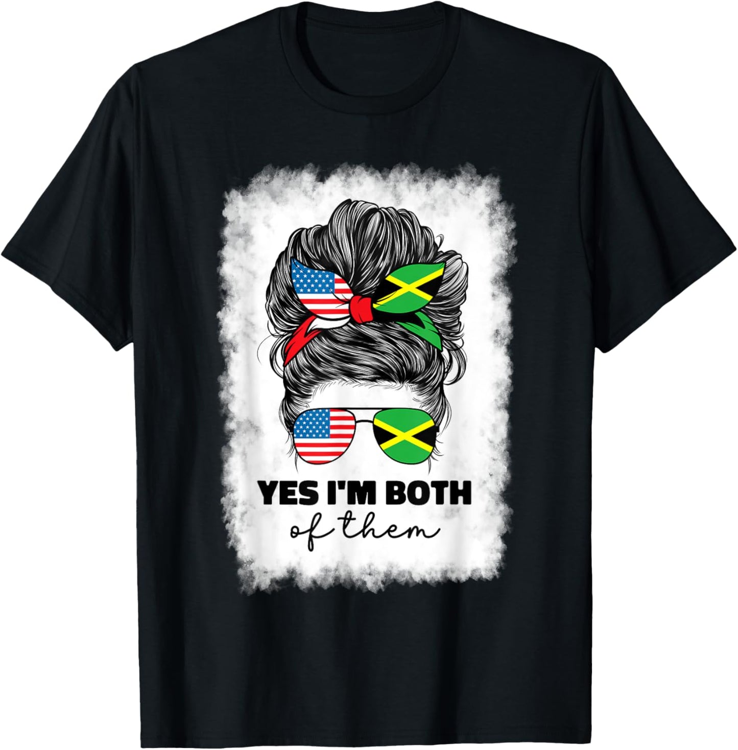 Half American And Jamaican Mix Usa America Jamaica Flag Girl T-Shirt - T-Shirt | Black