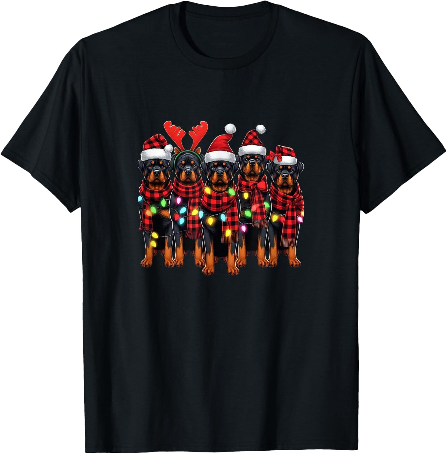 Rottweiler Christmas Rottweilers Xmas Rottweiler Lover T-Shirt - T-Shirt | Black