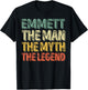 Emmett The Man The Myth The Legend Shirt First Name Emmett T-Shirt - T-Shirt | Black