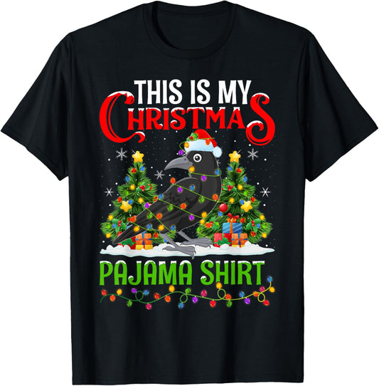 Raven Xmas Lights This Is My Christmas Pajama T-Shirt - T-Shirt | Black