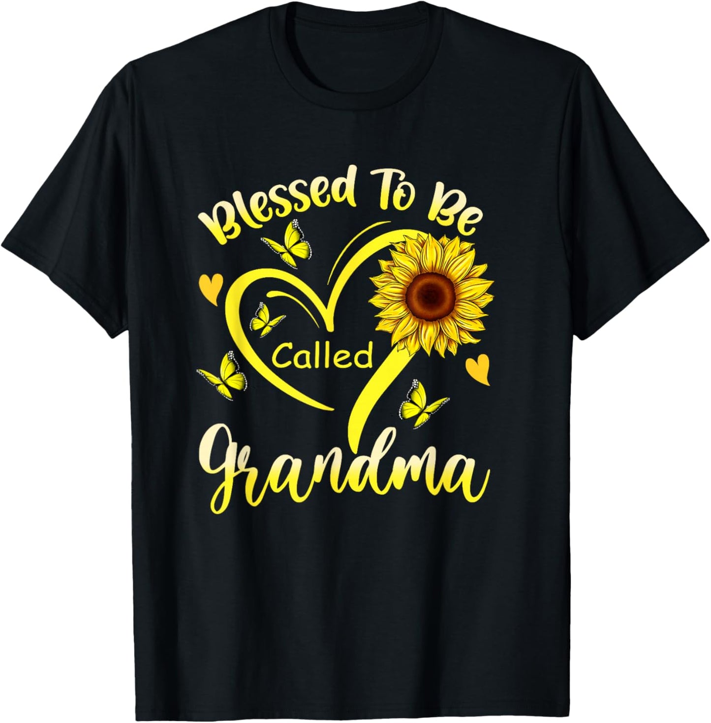 Blessed to Be Called Grandma Sunflower Floral Mothers Day T-Shirt - T-Shirt | Black