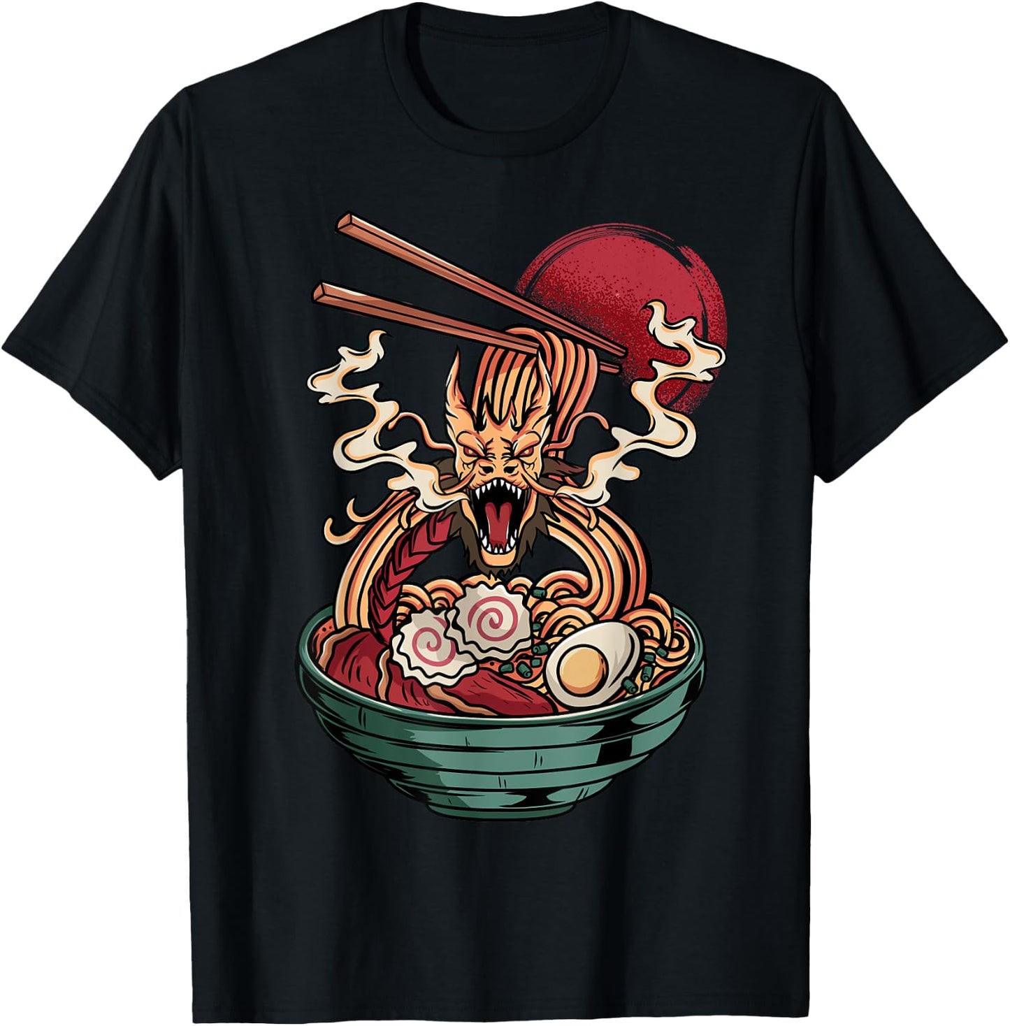 Ramen Noodles Dragon Anime Japanese Kawaii T-Shirt - T-Shirt | Black