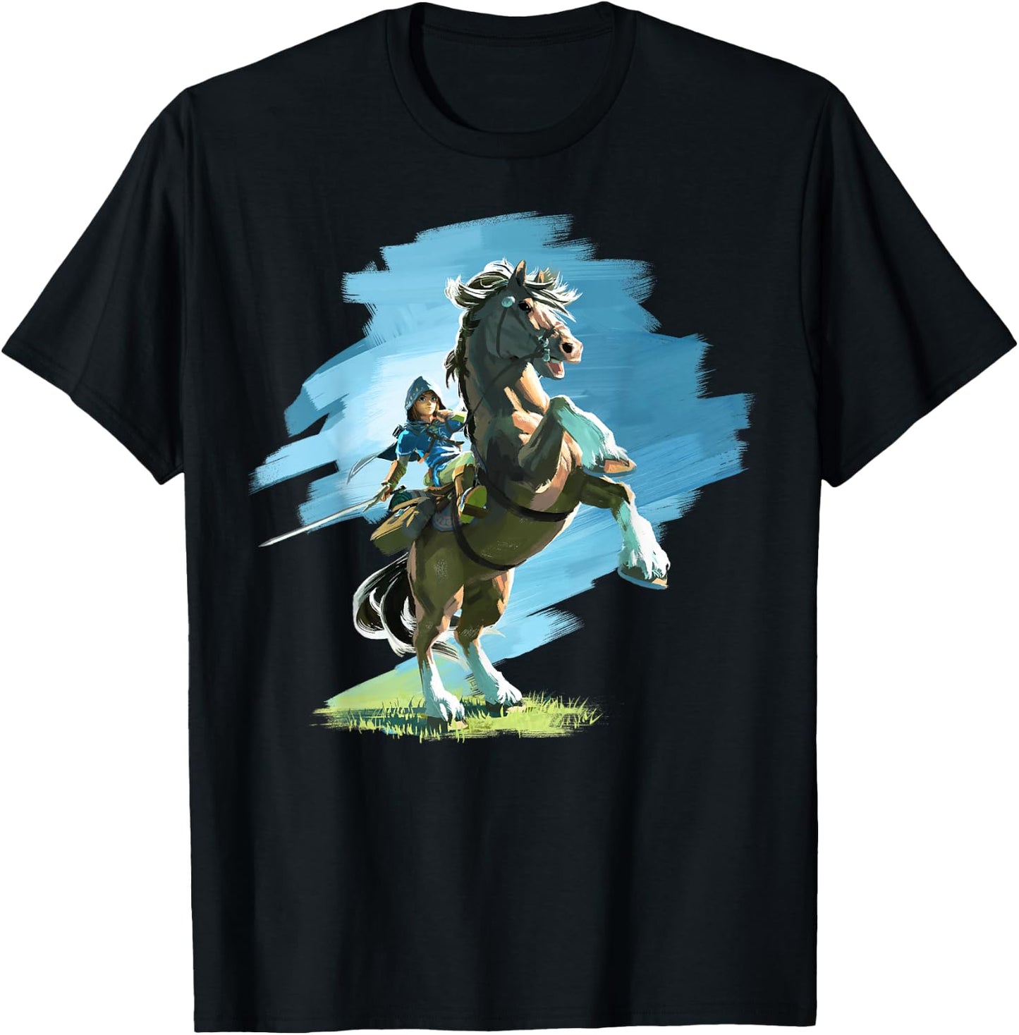 The Legend Of Zelda Breath Of The Wild Link And Epona Paint T-Shirt - T-Shirt | Black