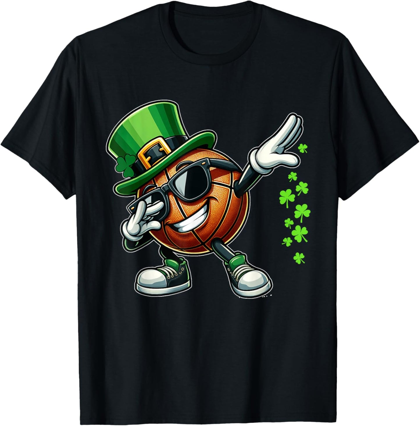 Dabbing Shamrock Basketball Funny St Patrick's Day Kids T-Shirt - T-Shirt | Black