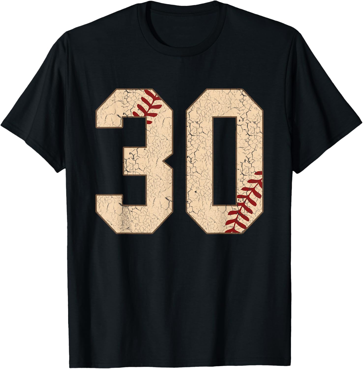30th Birthday Gift Baseball and Softball 30 Years Old T-Shirt - T-Shirt | Black