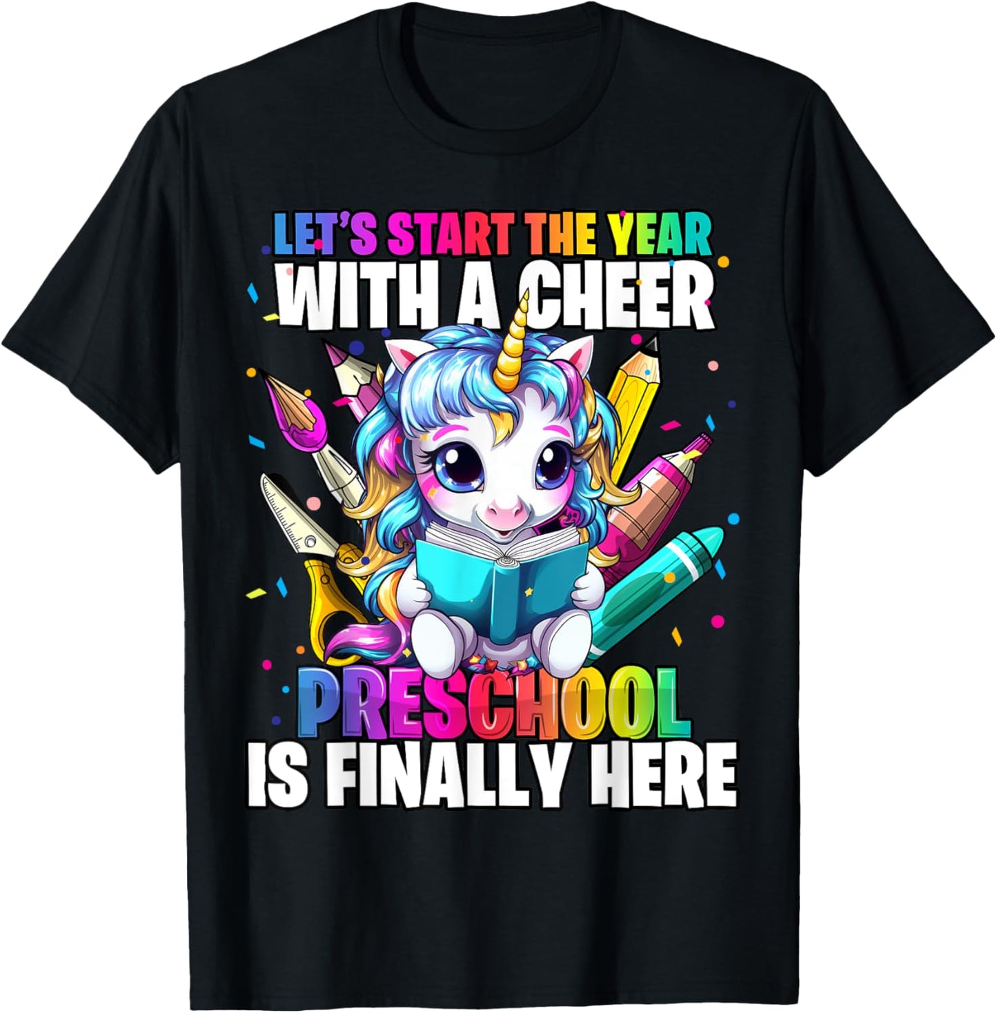 Unicorn Preschool Back to School First Day of School Girl T-Shirt - T-Shirt | Black