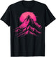 Pink and Black Mountain Abstract Outdoor T-Shirt - T-Shirt | Black