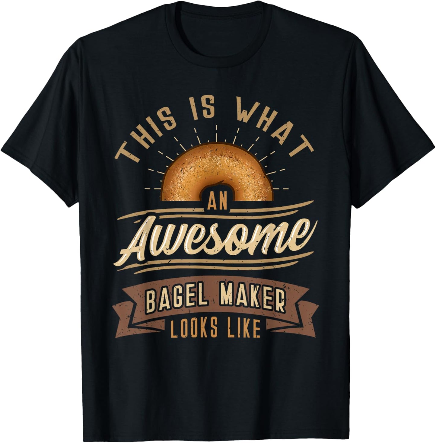 Bagel Roll Lover Baker Wheat Bakery Jewish Bread Gift T-Shirt - T-Shirt | Black