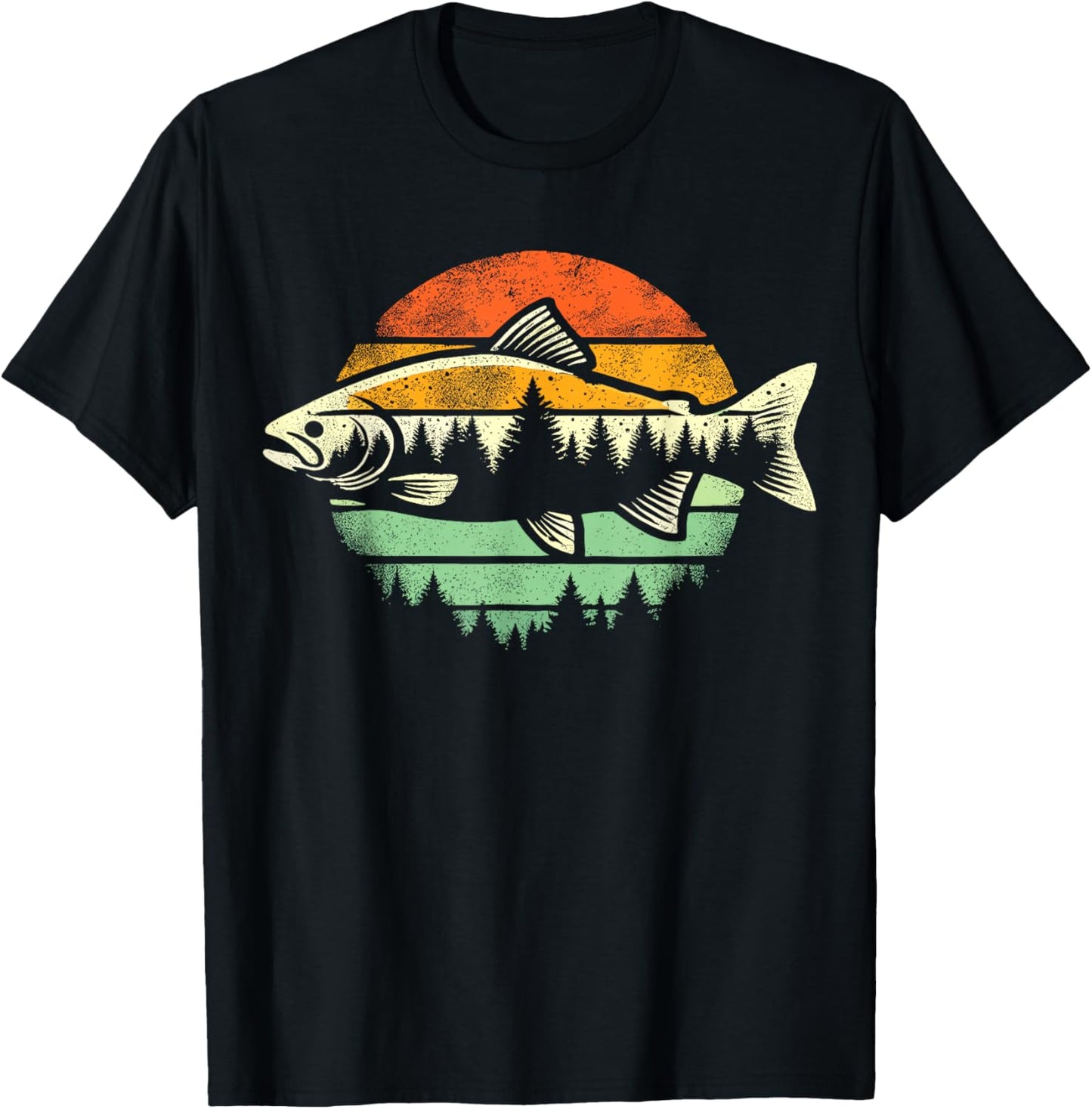 Fishing Retro Fish Nature Wildlife Fisherman T-Shirt - T-Shirt | Black