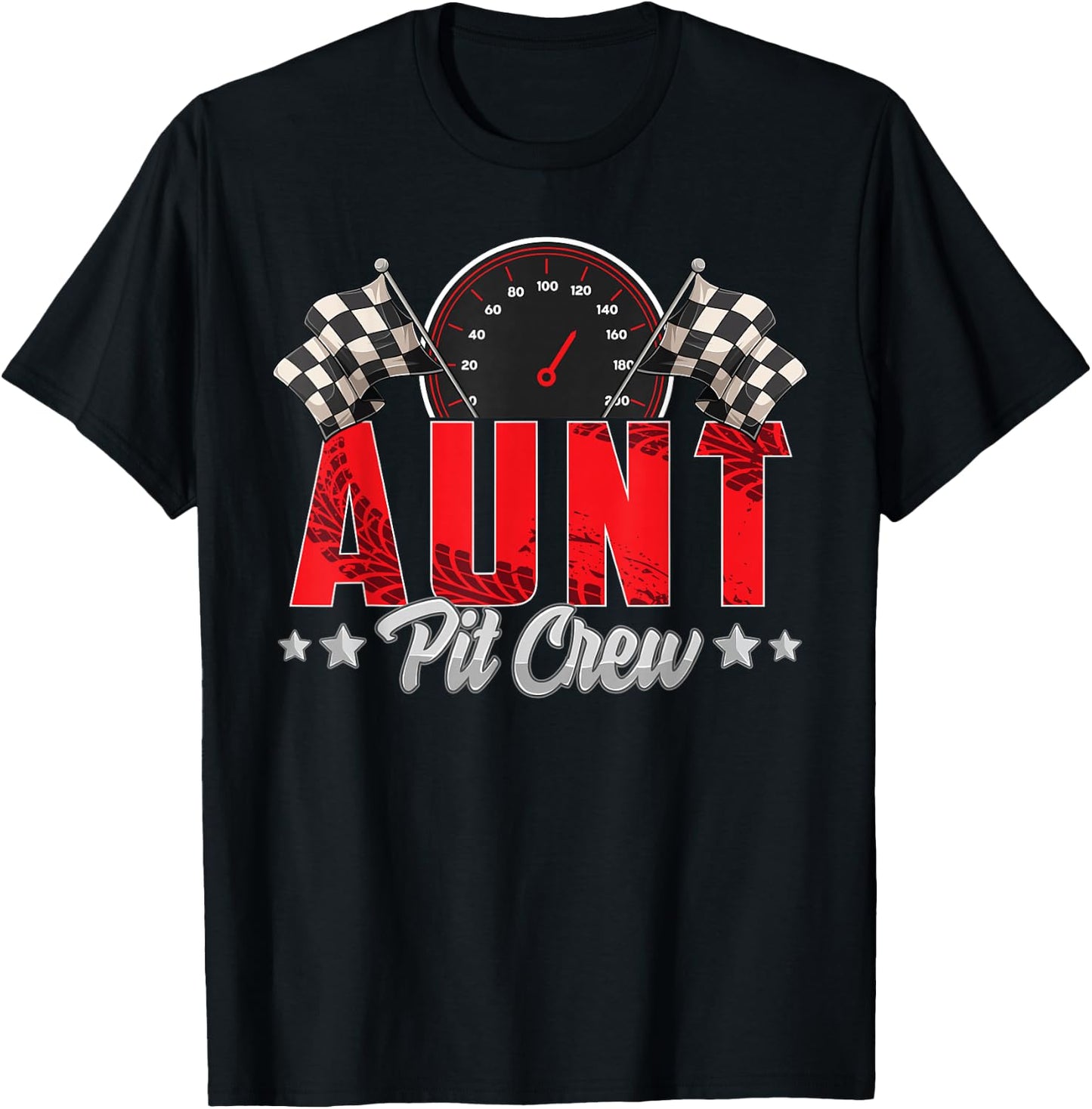 Race Car Birthday Party Racing Family Aunt Pit Crew T-Shirt - T-Shirt | Black