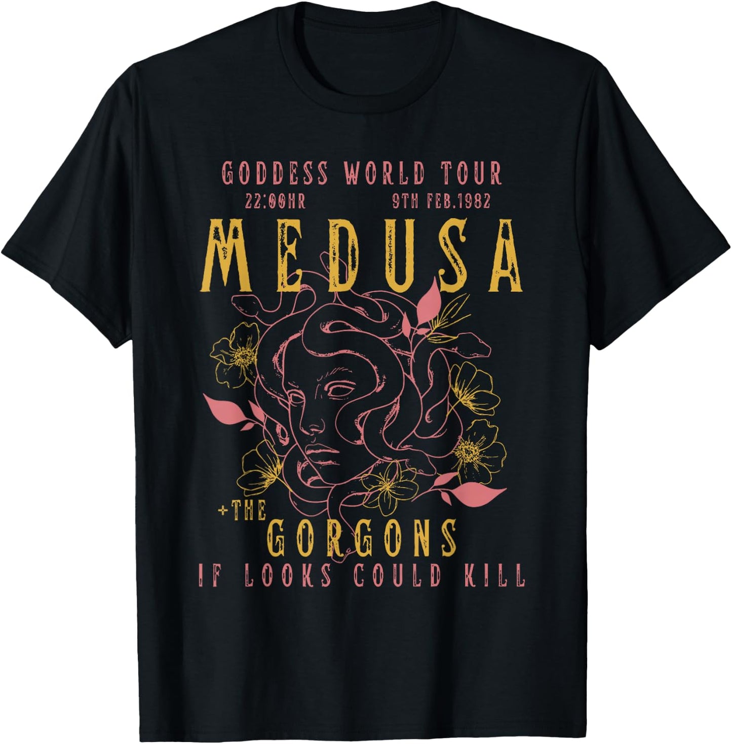 The Female Gaze Medusa Distressed Band | Goddess World Tour T-Shirt - T-Shirt | Black