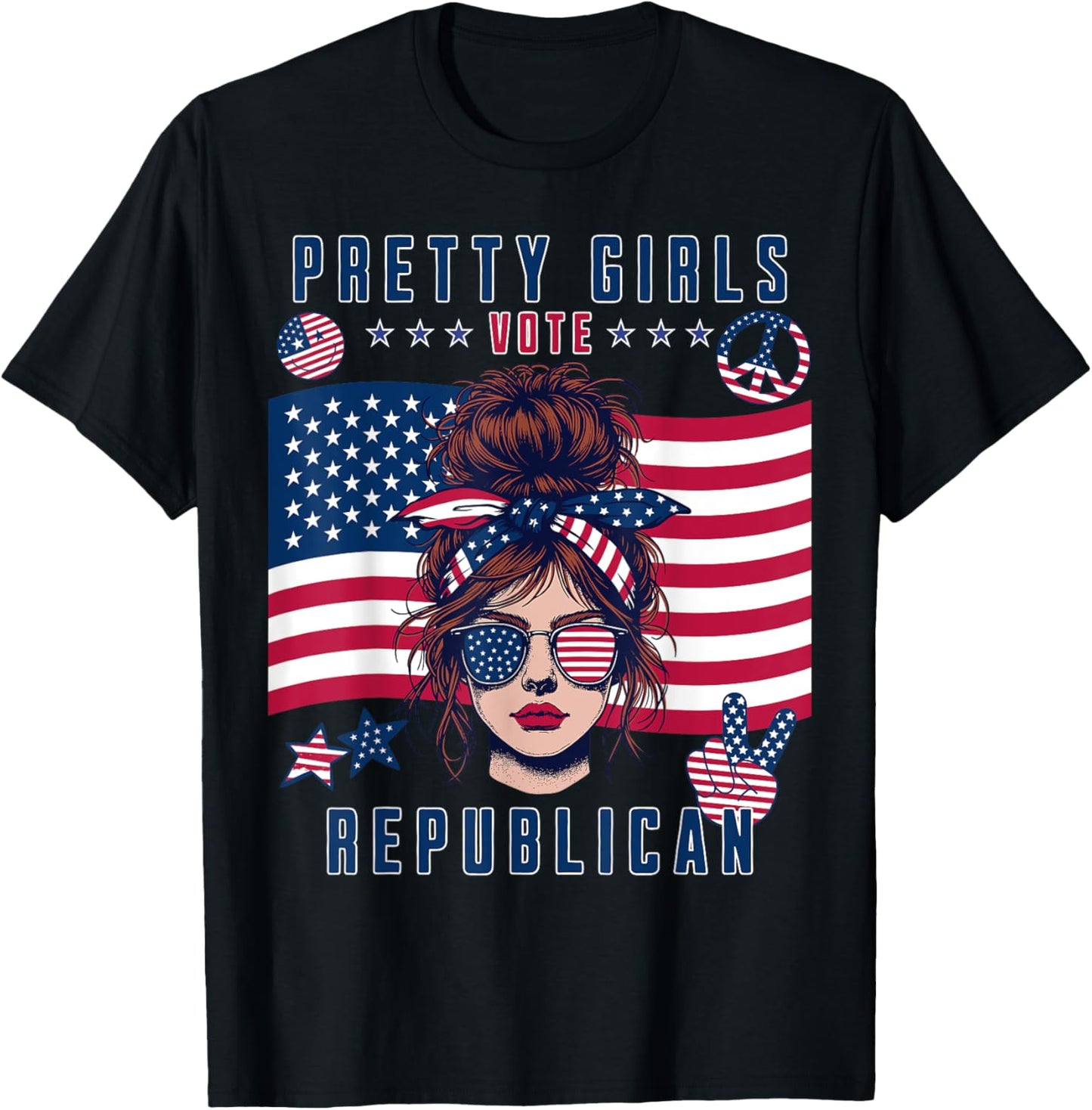 Pretty Girls Vote Republican Funny Patriotic Design T-Shirt - T-Shirt | Black