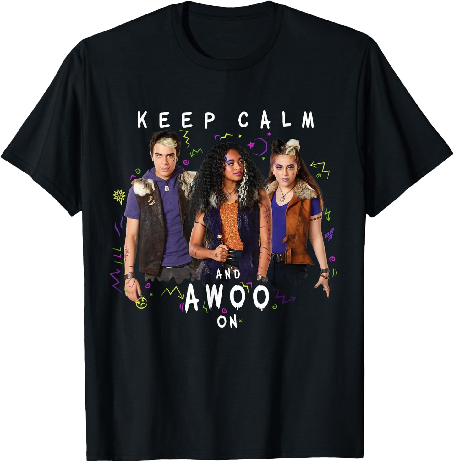 Disney Channel Zombies 2 Keep Calm and Awoo On T-Shirt - T-Shirt | Black