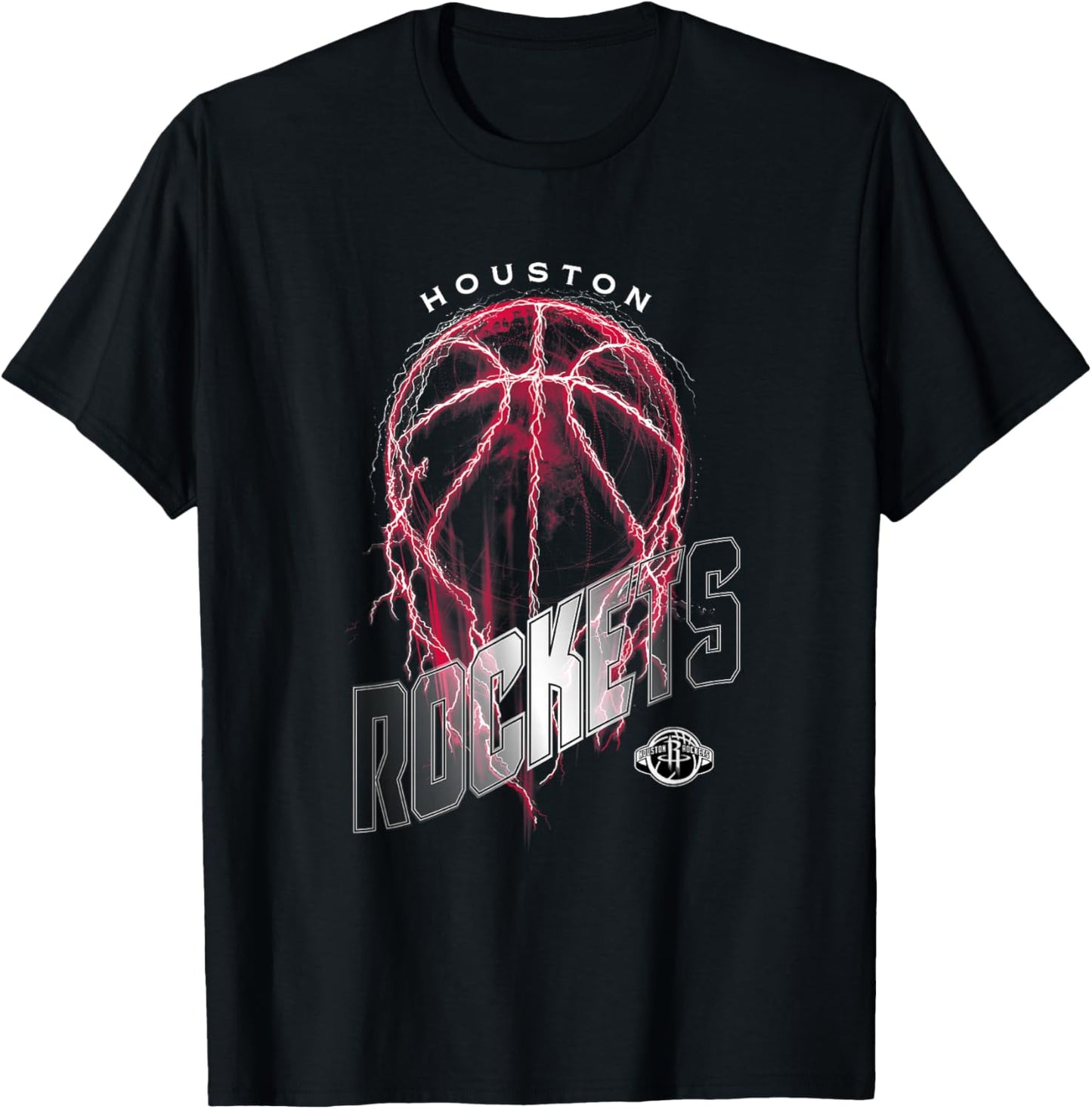 NBA Houston Rockets Lightning Bolt Basketball Logo T-Shirt - T-Shirt | Black