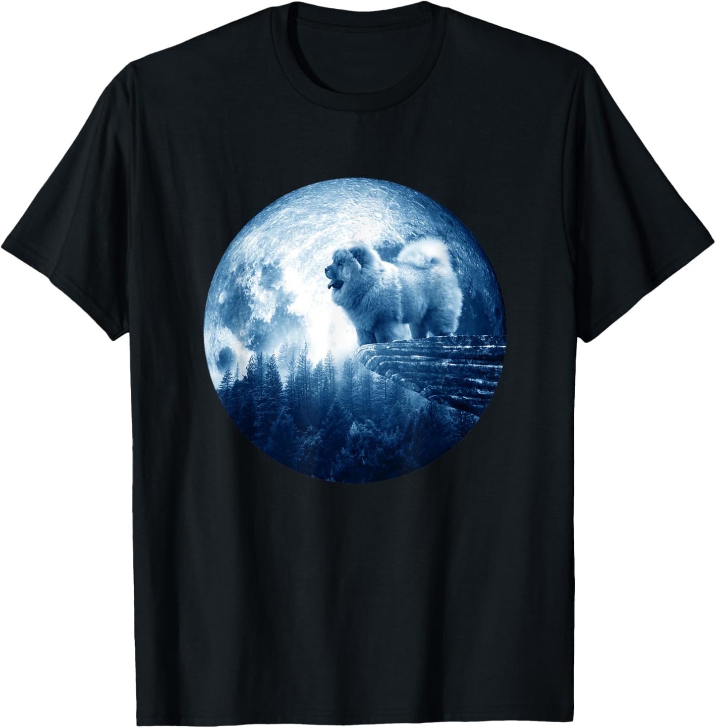 Rough Chow Chow Dog Moon Dog Mom Dad Women Men Dog Lovers T-Shirt - T-Shirt | Black