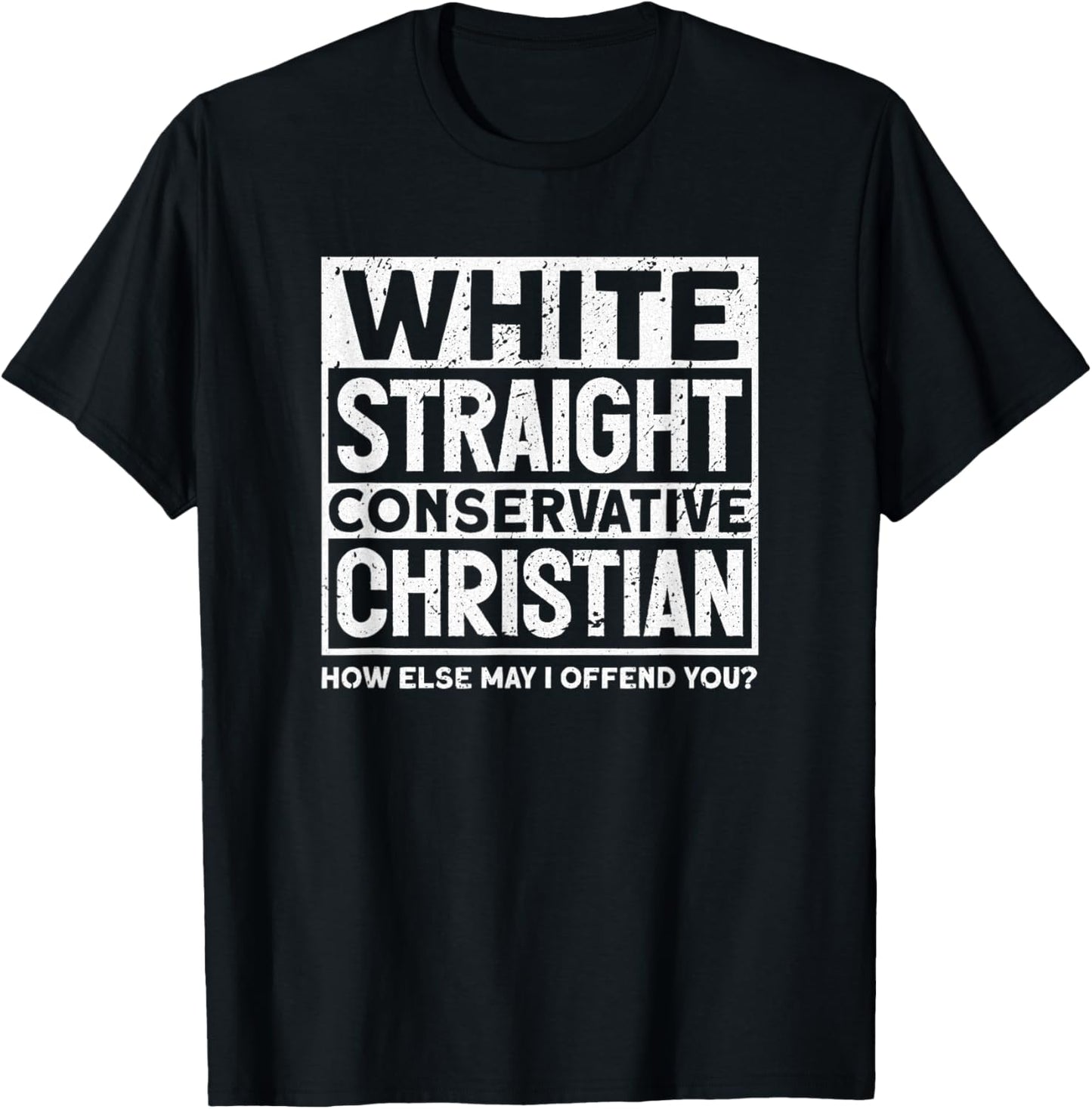 White Straight Conservative Christian Offensive Non Woke T-Shirt - T-Shirt | Black