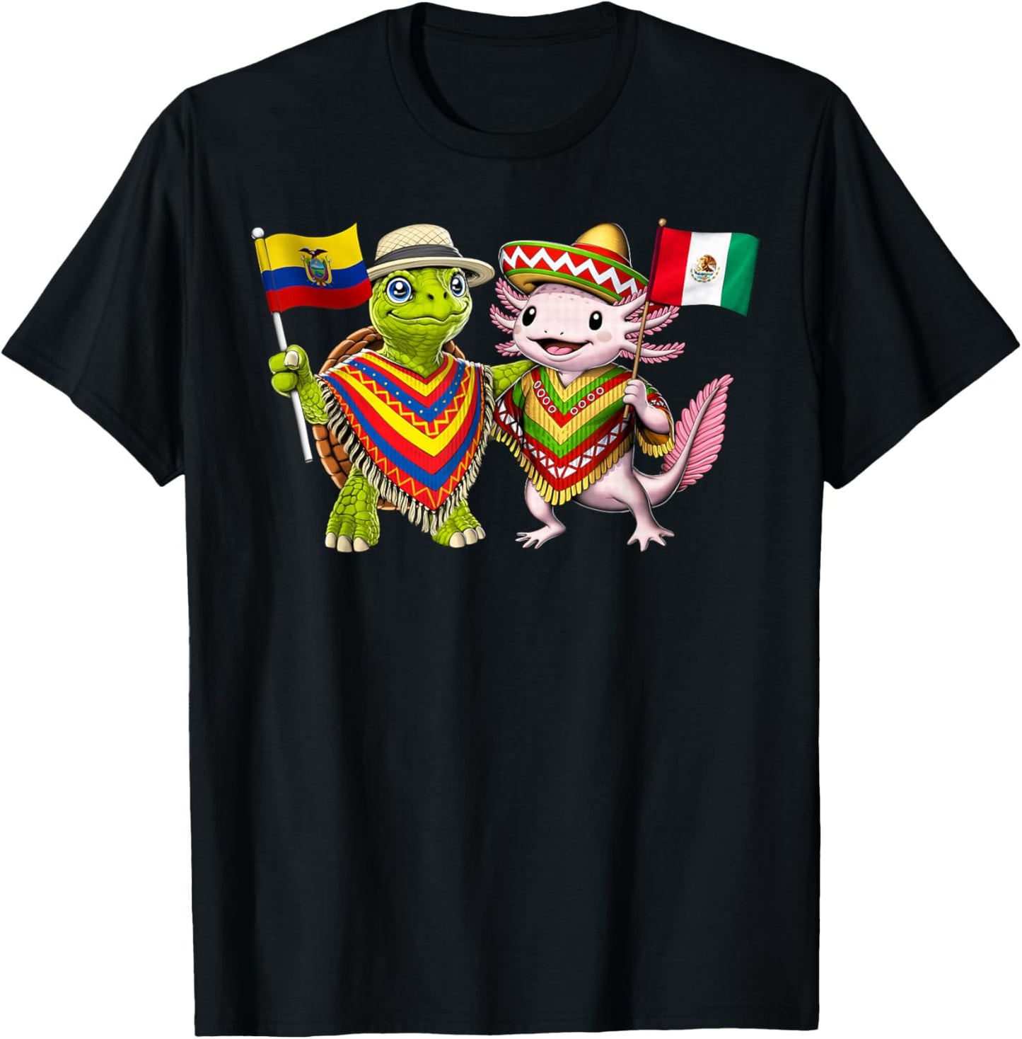 Ecuador Mexico Roots Ecuadorian Mexican Flag Proud Mexican T-Shirt - T-Shirt | Black