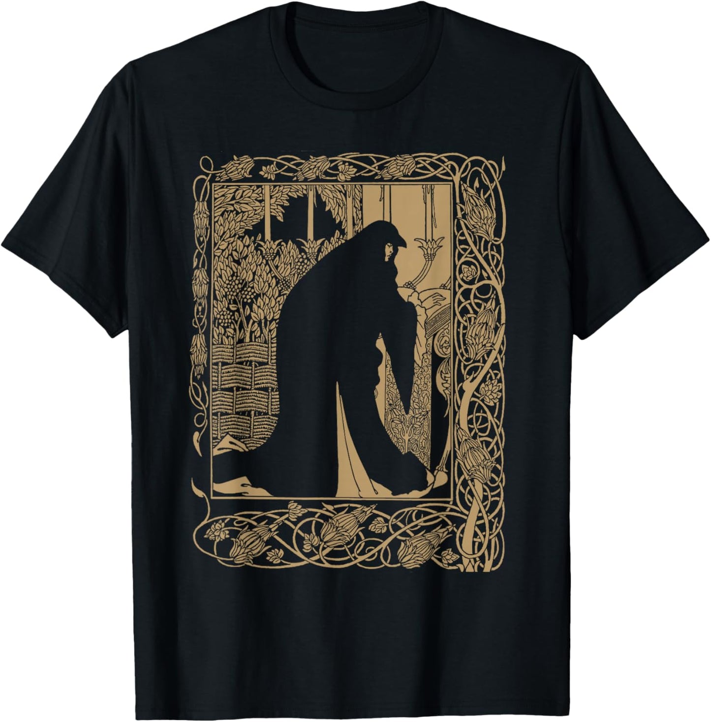 Art Nouveau, Aubrey Beardsley, Le Morte D'Arthur, Guinevere T-Shirt - T-Shirt | Black