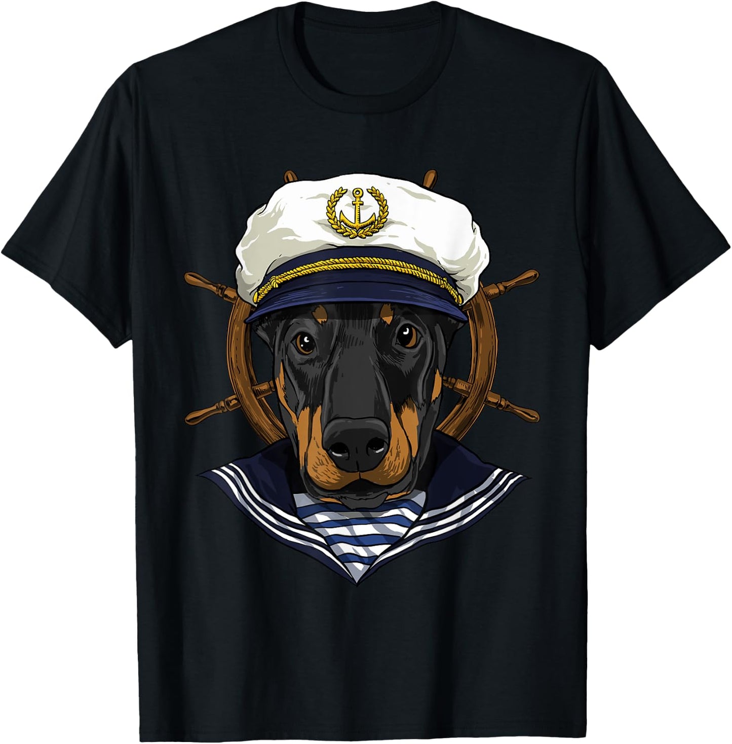 Boat Captain Doberman Dog Lover Pet Boat Lover Owner Sailor T-Shirt - T-Shirt | Black