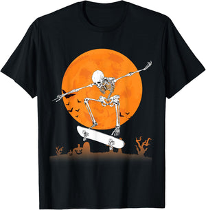 Skateboarding Skeleton Halloween Men Boys Skating Skeleton T-Shirt - T-Shirt | Black