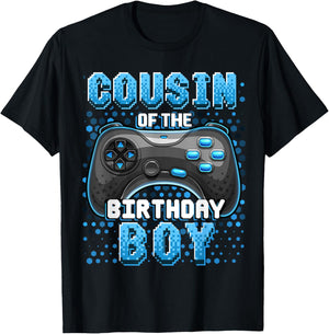 Cousin of the Birthday Boy Matching Video Game Birthday Gift T-Shirt - T-Shirt | Black