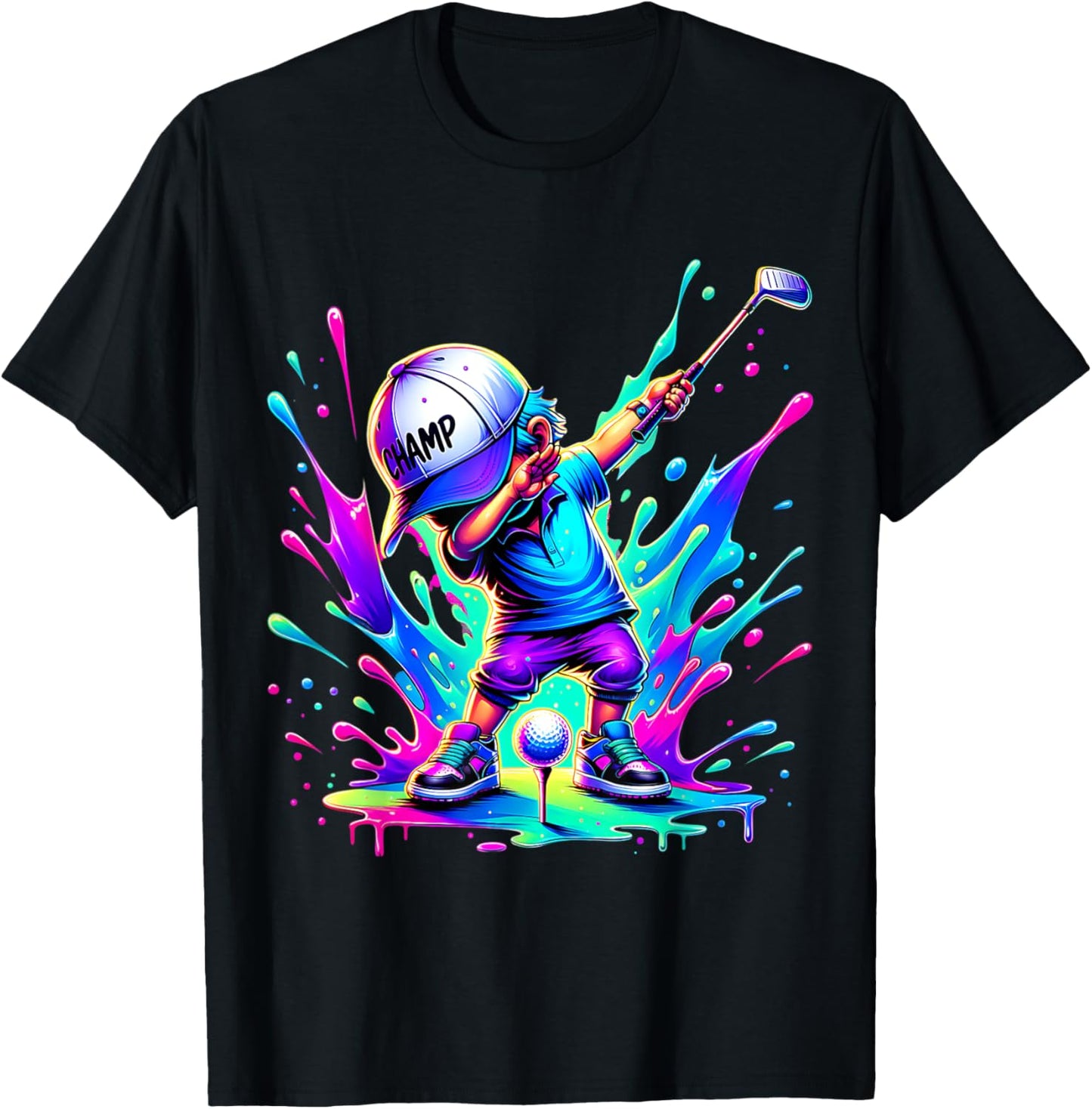 Dabbing Golfer Funny Golfing Golfer Dad Men Boys Kids Youth T-Shirt - T-Shirt | Black