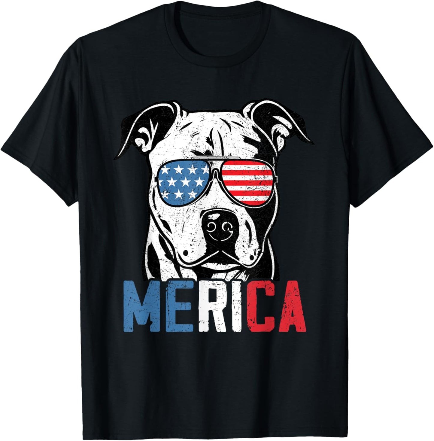 Patriotic Dogo Argentino Dog Merica 4th Of July Funny T-Shirt - T-Shirt | Black