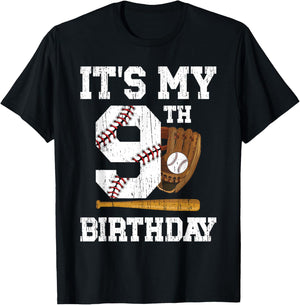 My 9th Birthday Baseball Boy Nine Year Old Baseball Player T-Shirt - T-Shirt | Black