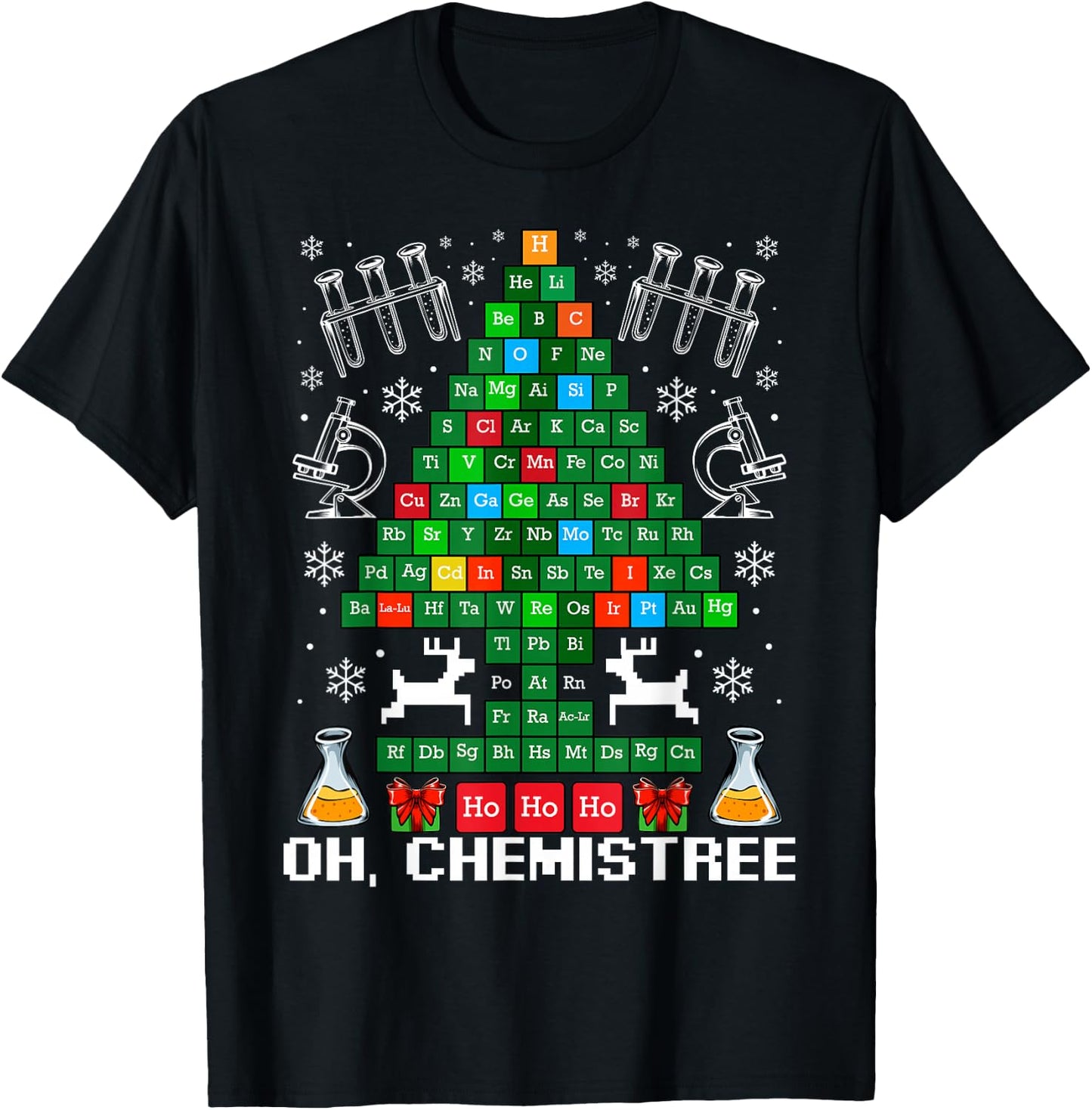 Oh Chemistree Christmas Tree Chemistry Science Funny T-Shirt - T-Shirt | Black