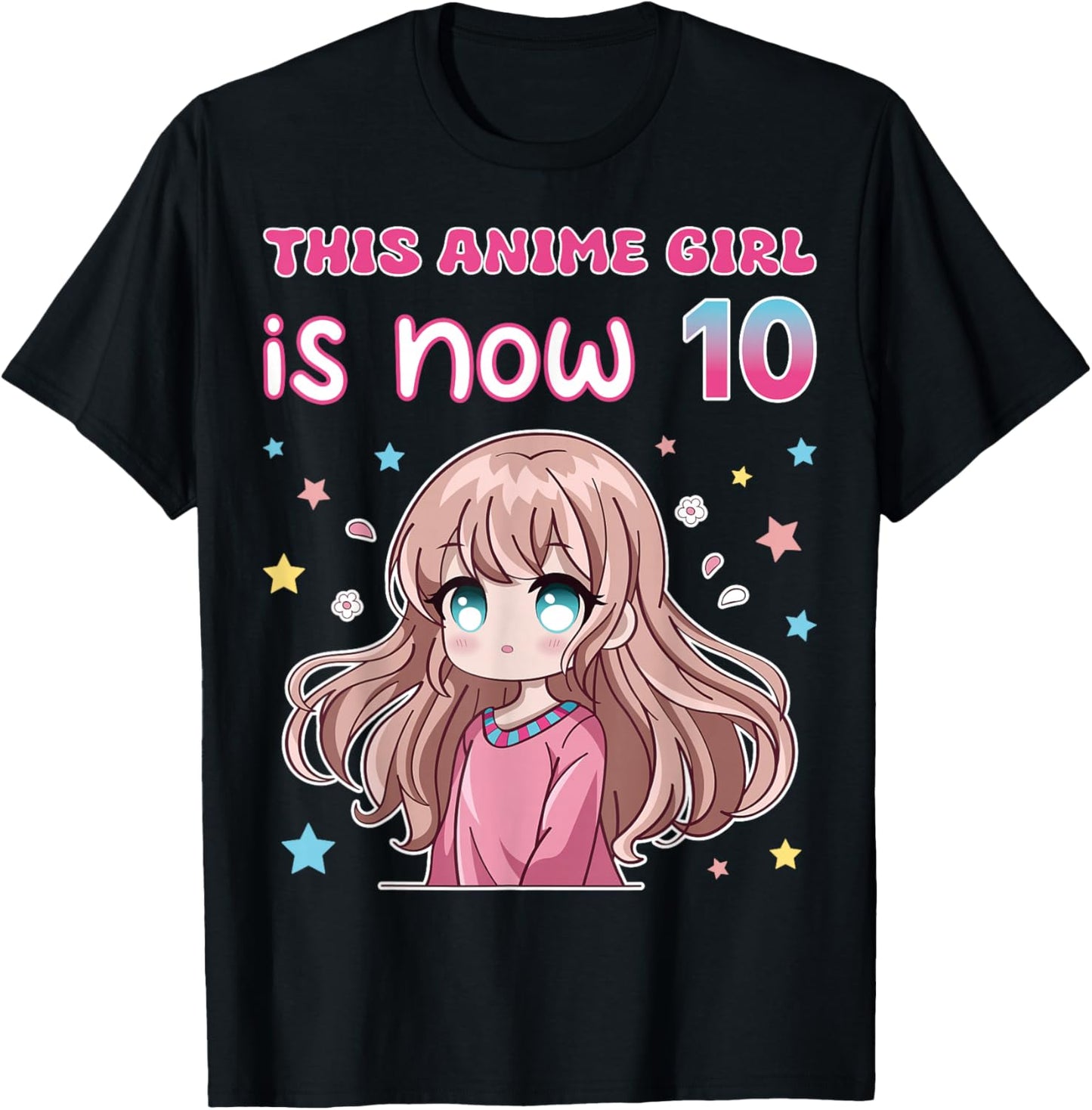 This Anime Girl Is Now 10 Japanese Anime Manga 10th Birthday T-Shirt - T-Shirt | Black