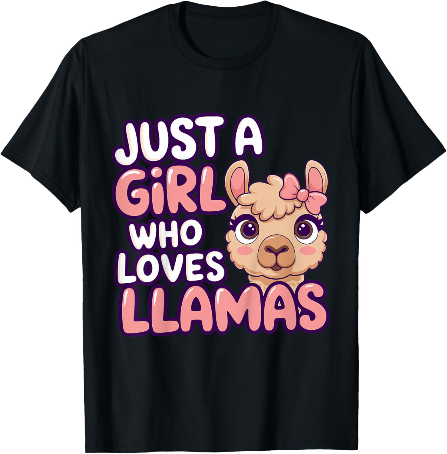 Girl Llama Kids T-Shirt - T-Shirt | Black