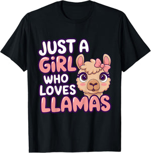 Girl Llama Kids T-Shirt - T-Shirt | Black