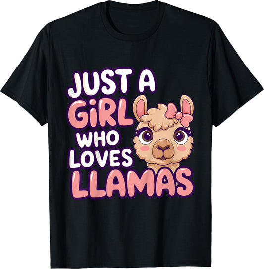 Girl Llama Kids T-Shirt - T-Shirt | Black