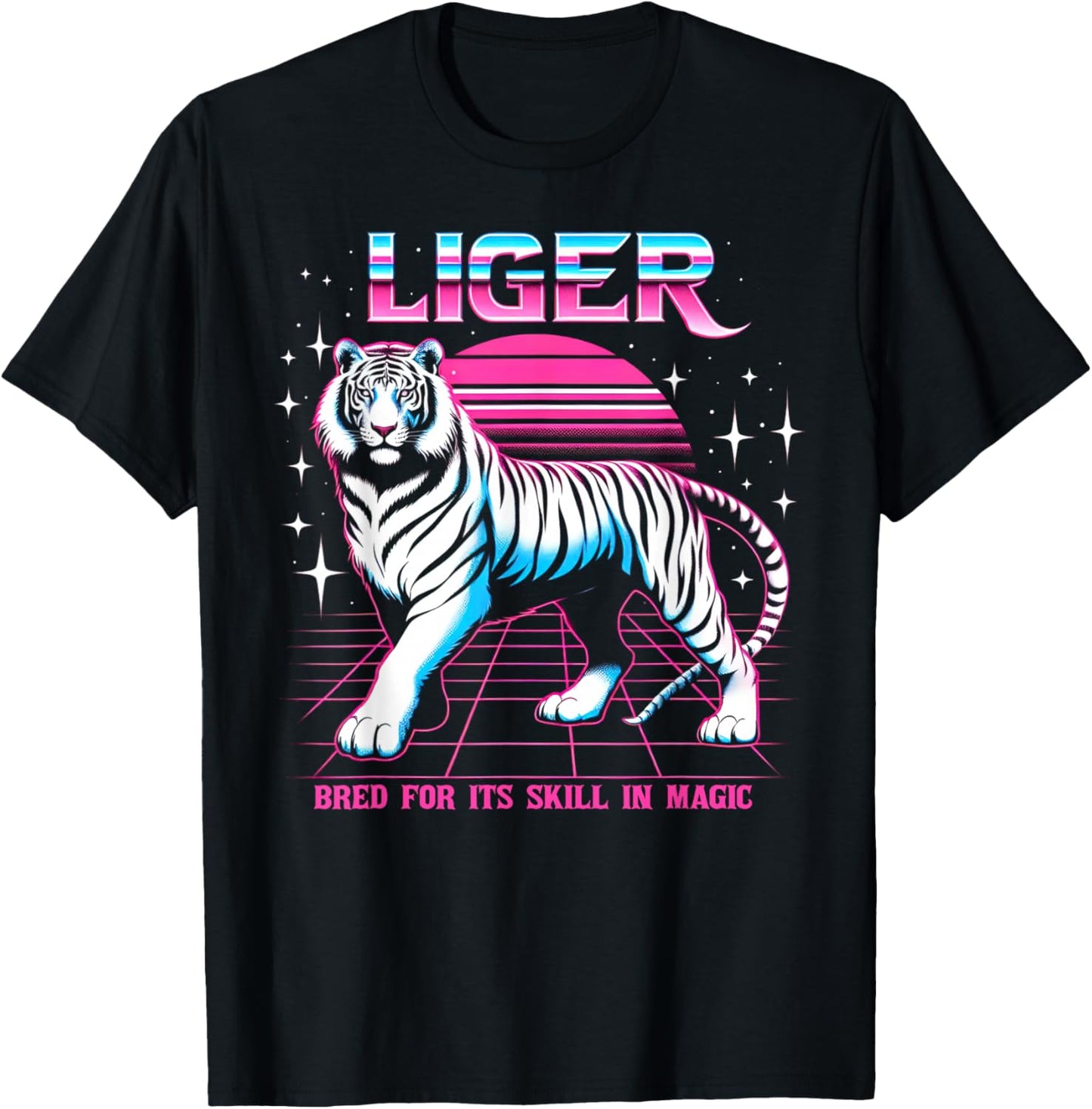 Liger Retro Vintage Tiger Lion Magic Beast Graphic T-Shirt - T-Shirt | Black