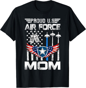 Proud US Air Force Mom Flag Air Force Graduation Mom T-Shirt - T-Shirt | Black
