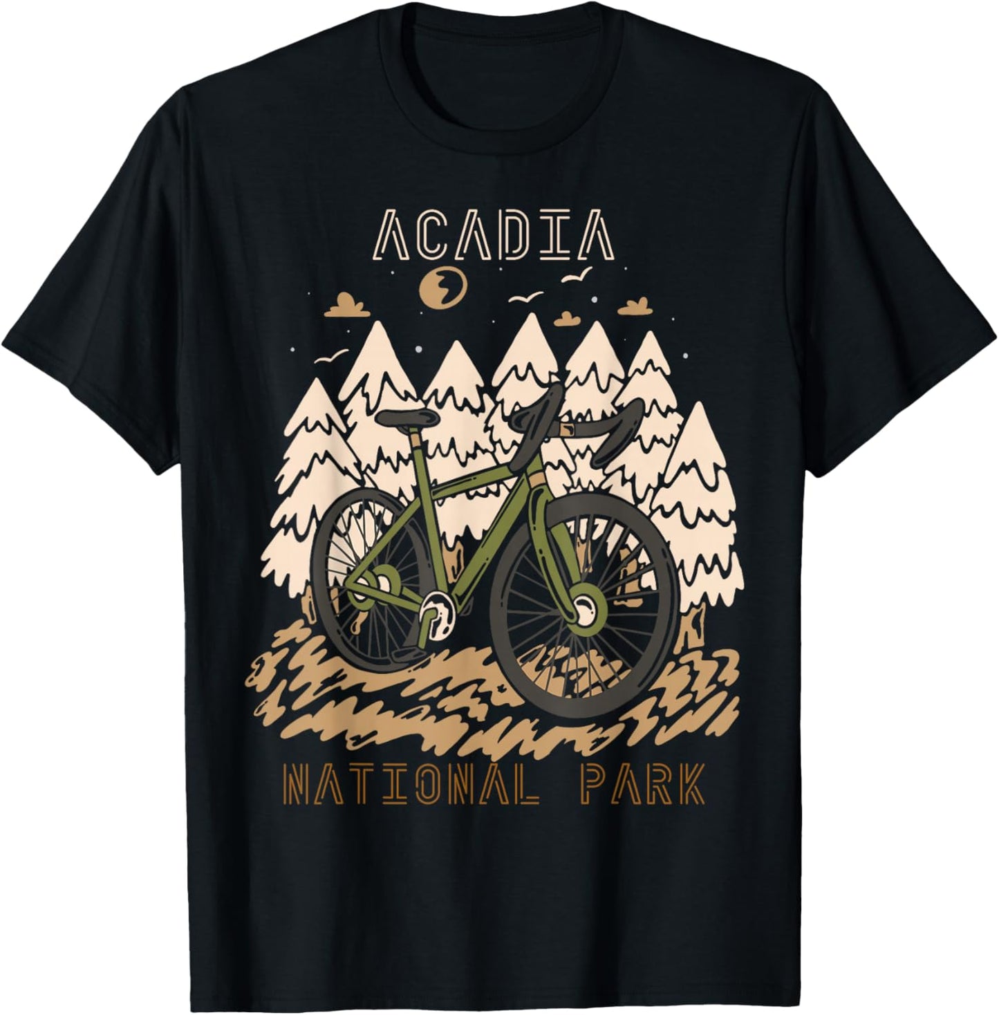 Biking Acadia National Park Souvenir Forest Hike Nature T-Shirt - T-Shirt | Black