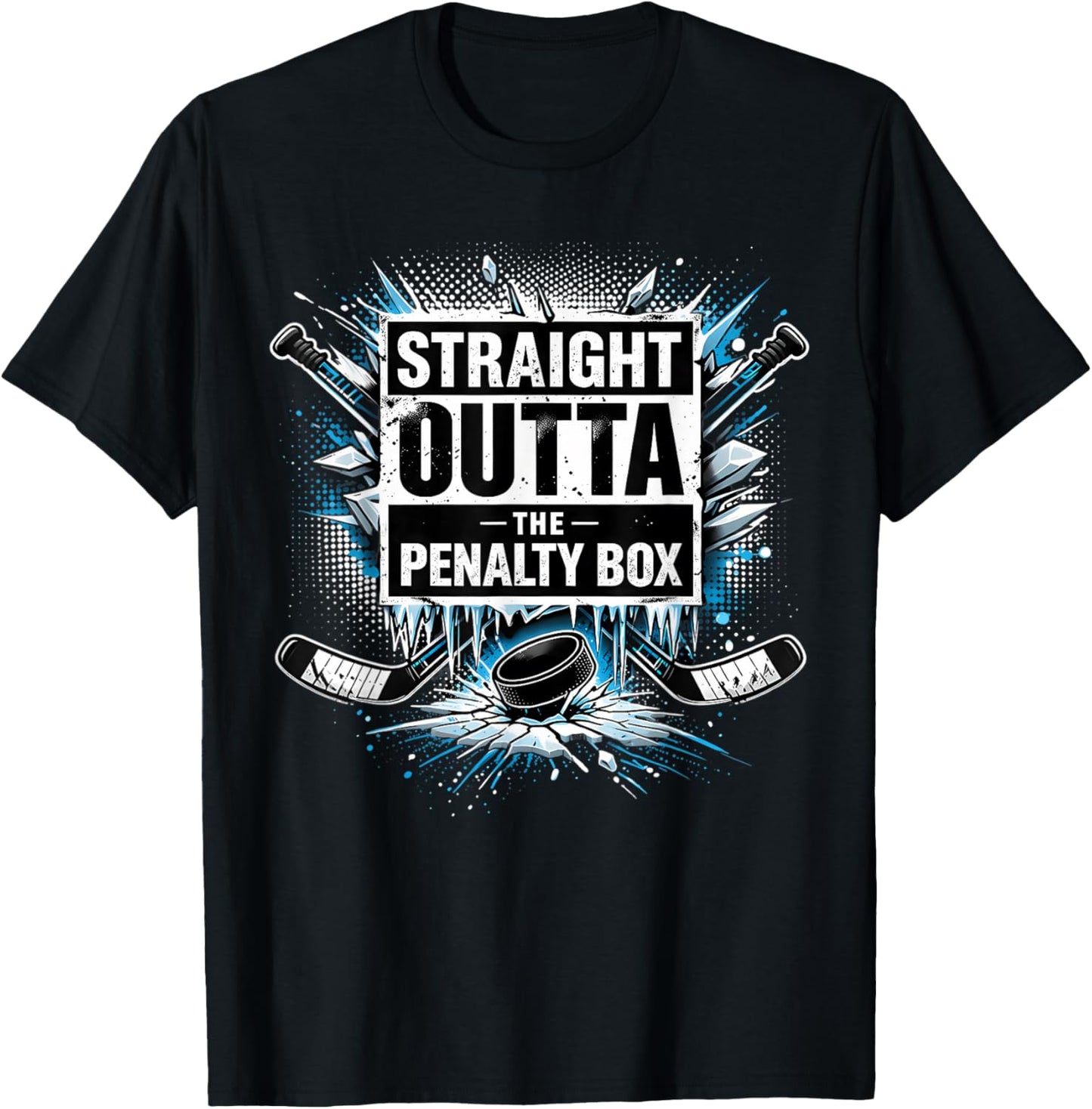 Straight Outta The Penalty Box Hockey Outfit Kids Women Men T-Shirt - T-Shirt | Black