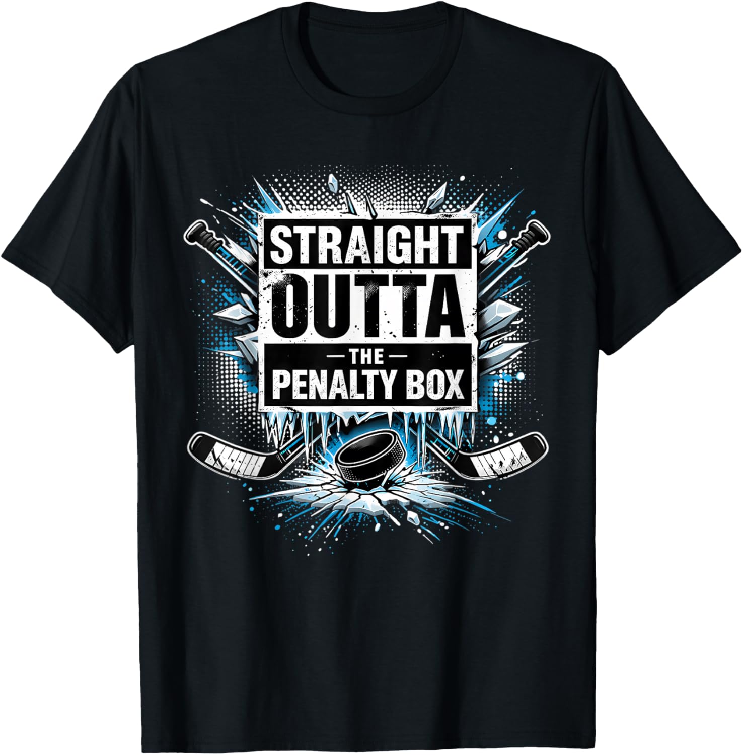 Straight Outta The Penalty Box Hockey Outfit Kids Women Men T-Shirt - T-Shirt | Black