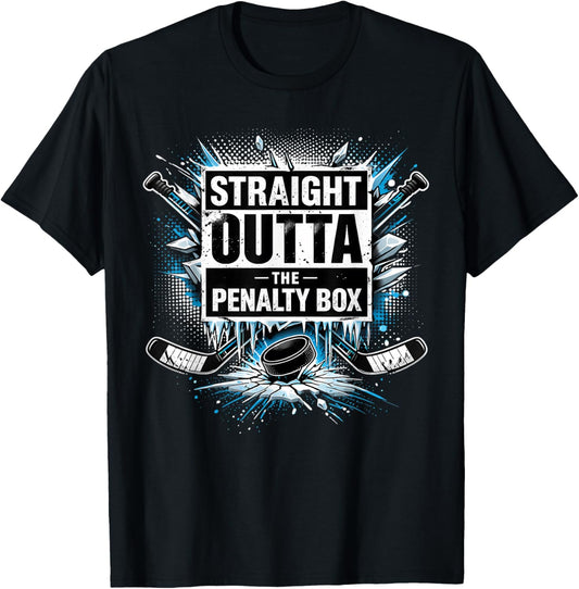 Straight Outta The Penalty Box Hockey Outfit Kids Women Men T-Shirt - T-Shirt | Black