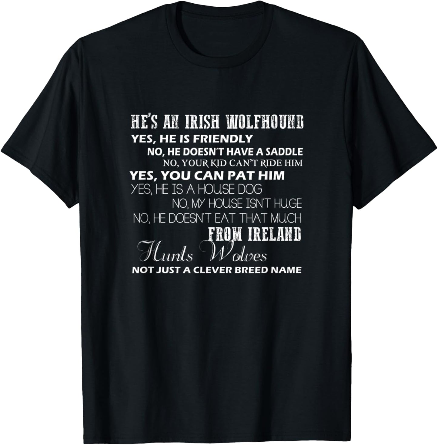 He's An Irish Wolfhound Common Questions Answers T-Shirt - T-Shirt | Black