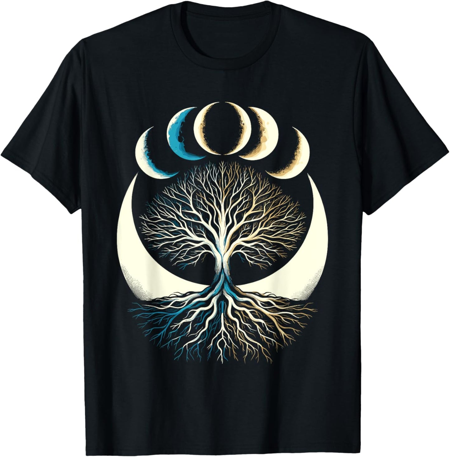 Phases Of The Moon Tree T-Shirt - T-Shirt | Black