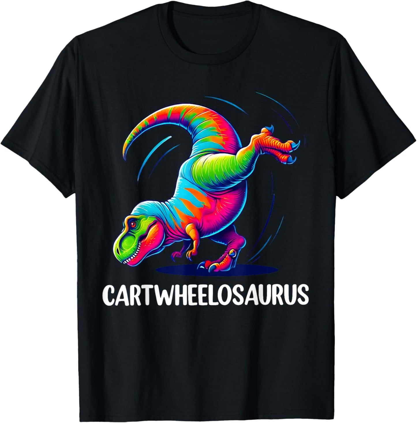 Funny Cartwheel Dinosaur Cool Cartwheel Gymnastics Rex Girls T-Shirt - T-Shirt | Black